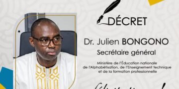 Nomination au MENA-ETFP : Dr Julien BONGONO promu Secrétaire Général par décret présidentiel